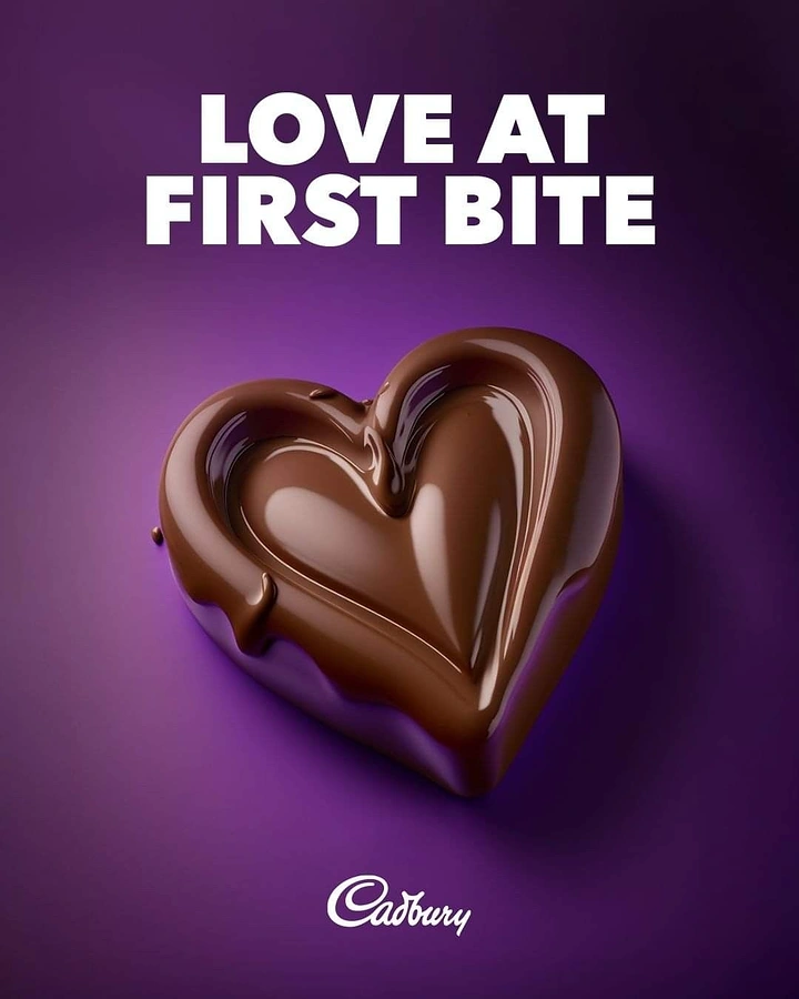 Valentine's Day creative ad: Glossy melting heart-shaped chocolate