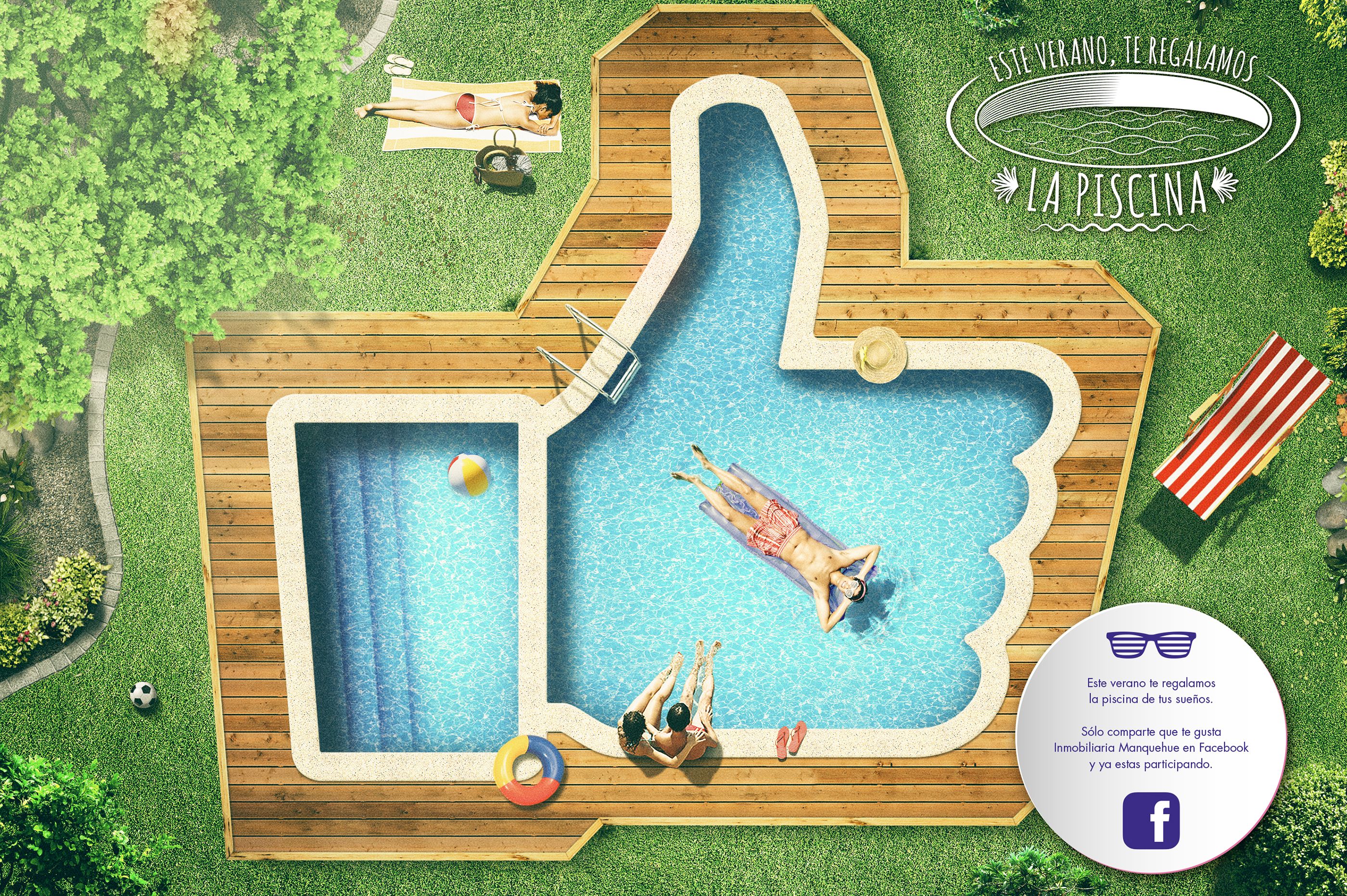 Banner: Playful shaped-pool overhead composition