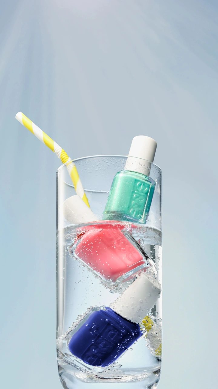 Nail Polish Brands creative ad: Nail polish becomes cocktail ice