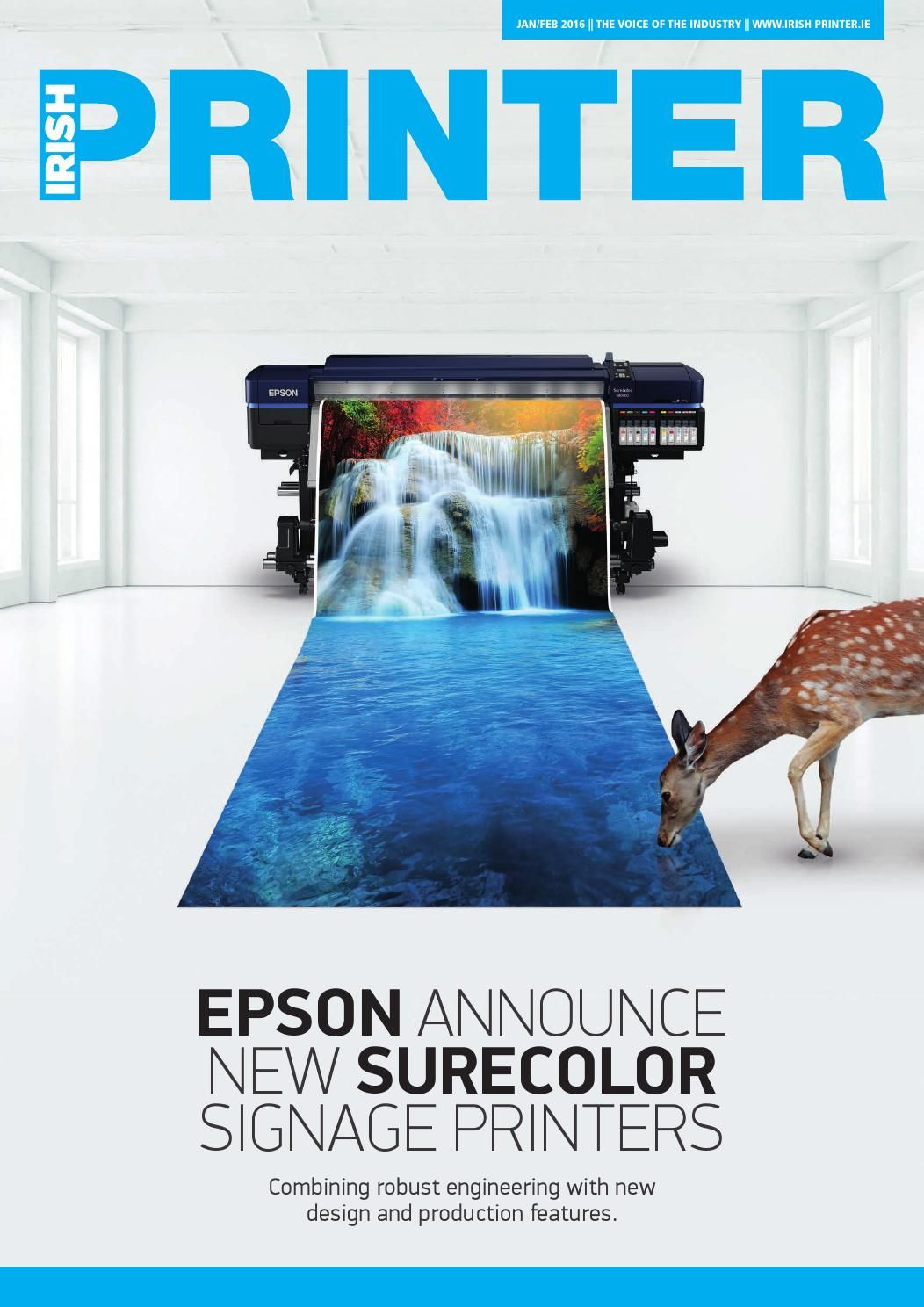 Story: Printed waterfall spills out, deer drinks