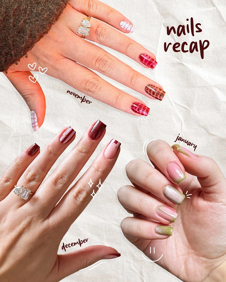Nail Salons creative ad: Nails recap: each hand labelled month