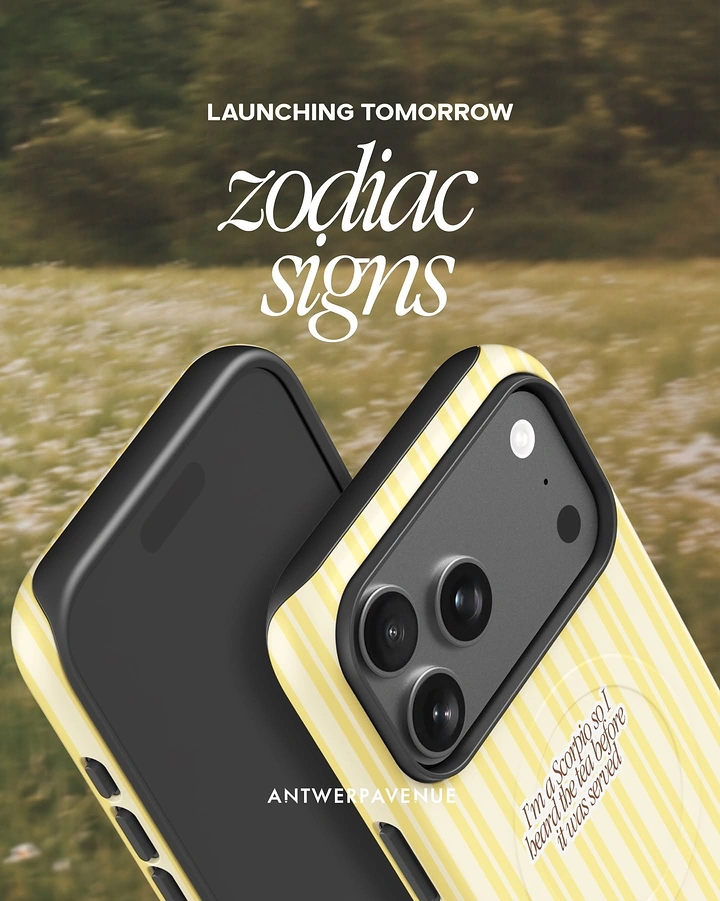 Phone Cases & Mobile Accessories creative ad: Zodiac launch with dramatic case pairing