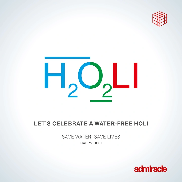 Holi creative ad: Wordmark spelling the festival name as the chemical formula H2O2