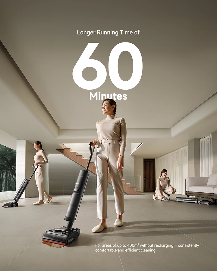 Home Appliances creative ad: Multiple exposures show 60-minute run