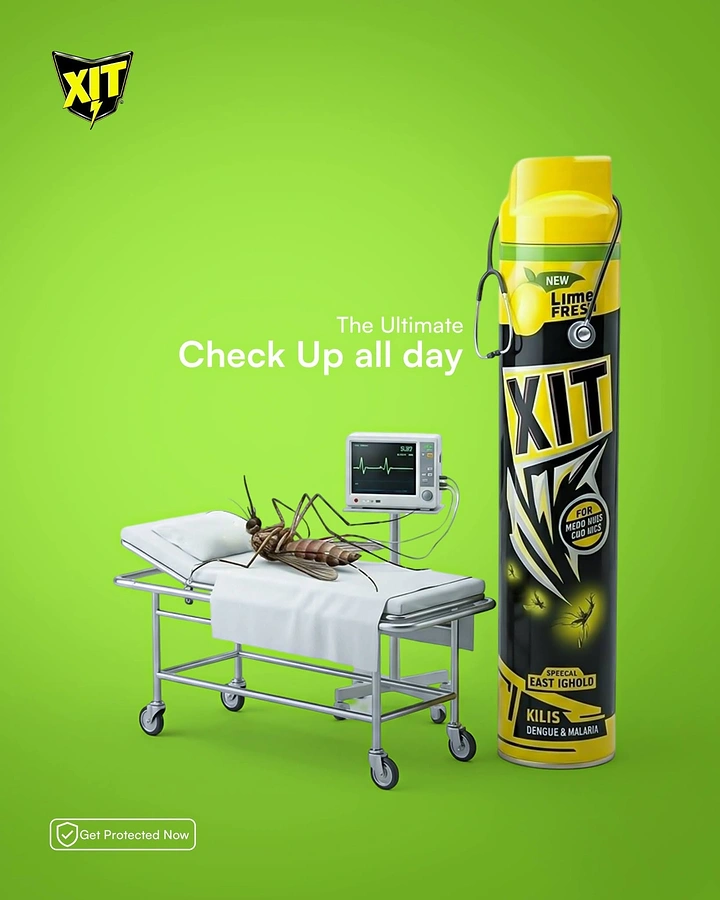 Pest Control creative ad: Mosquito hospitalised beside spray can
