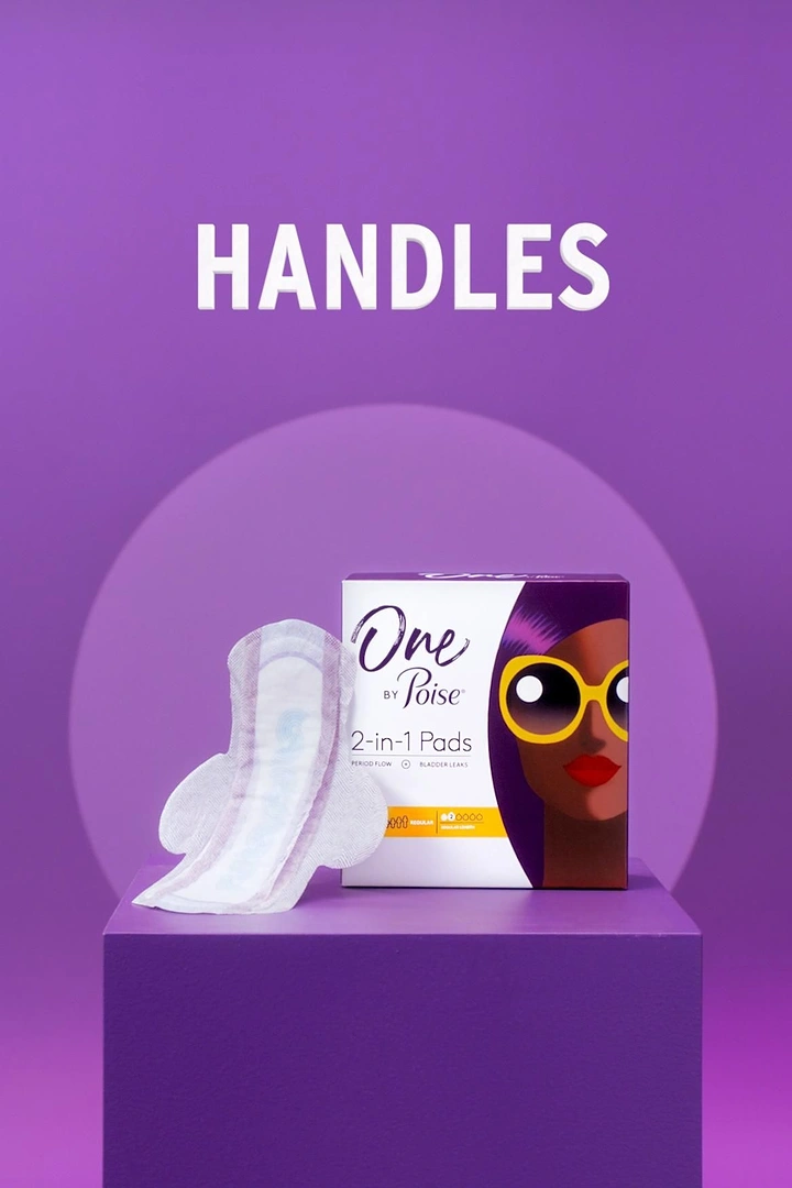 Period Care & Feminine Hygiene creative ad: Handles headline turns product display witty
