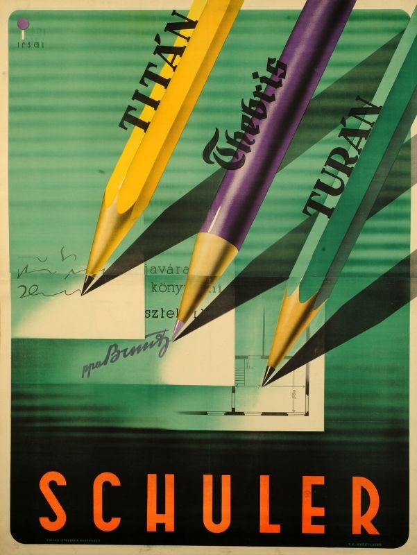 Poster: Three coloured pencils writing on paper