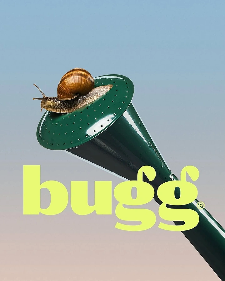 Pest Control creative ad: Snail perched on watering-can spout, bold type