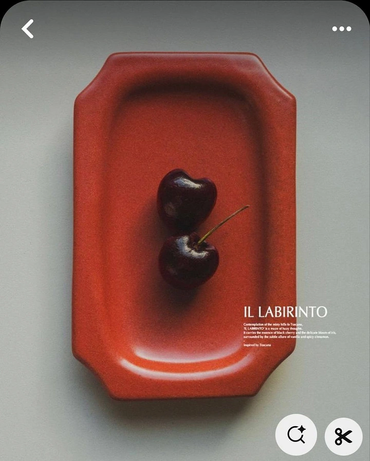 Tableware & Crockery creative ad: Plate becomes a cherry maze metaphor