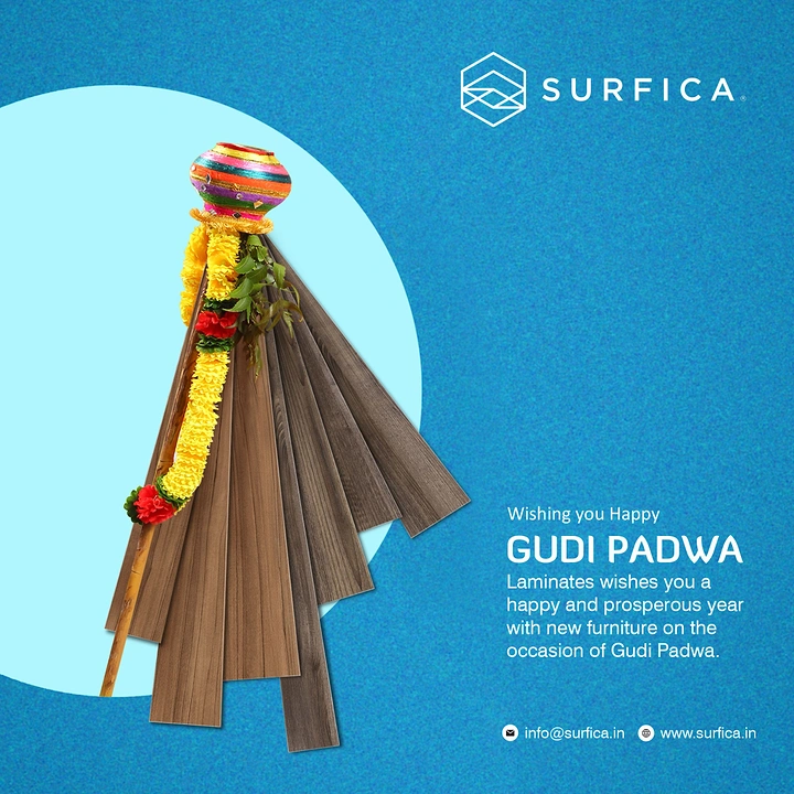 other-festival creative ad: Gudi built from fanned wood-laminate planks