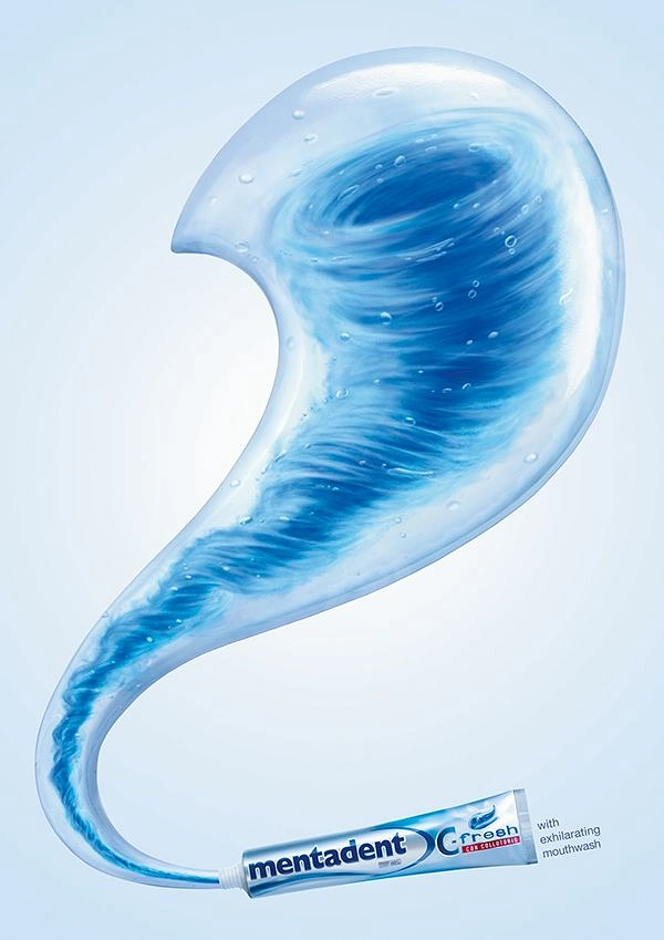 Toothpaste & Oral Care creative ad: Toothpaste becomes a flowing wave