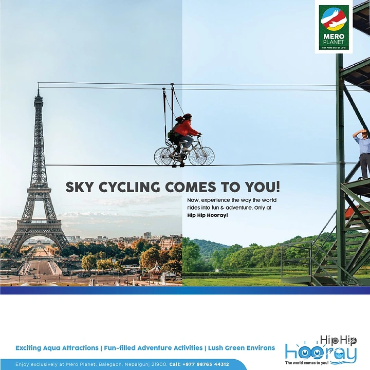Adventure Sports & Trekking creative ad: Sky cycling brings the experience to Paris
