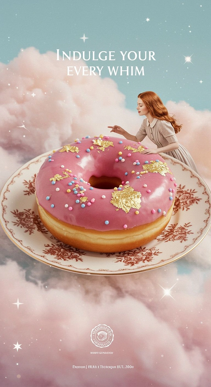 Donut Shops creative ad: Surreal cloud scene elevates indulgence message