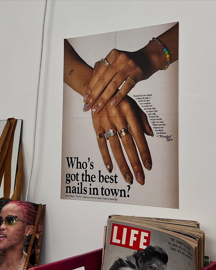 Nail Salons creative ad: Retro magazine-ad style poster in situ