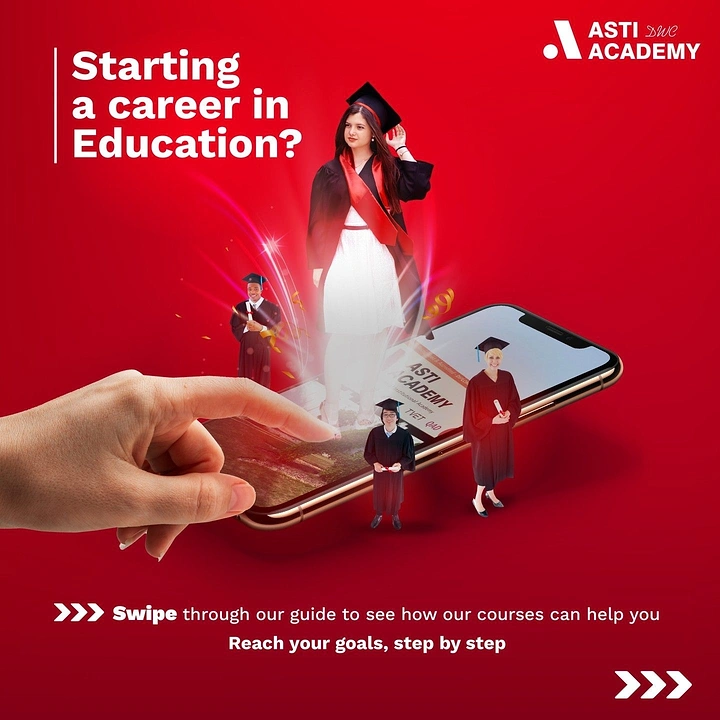 Online Courses & E-learning creative ad: Career opportunities emerge from smartphone