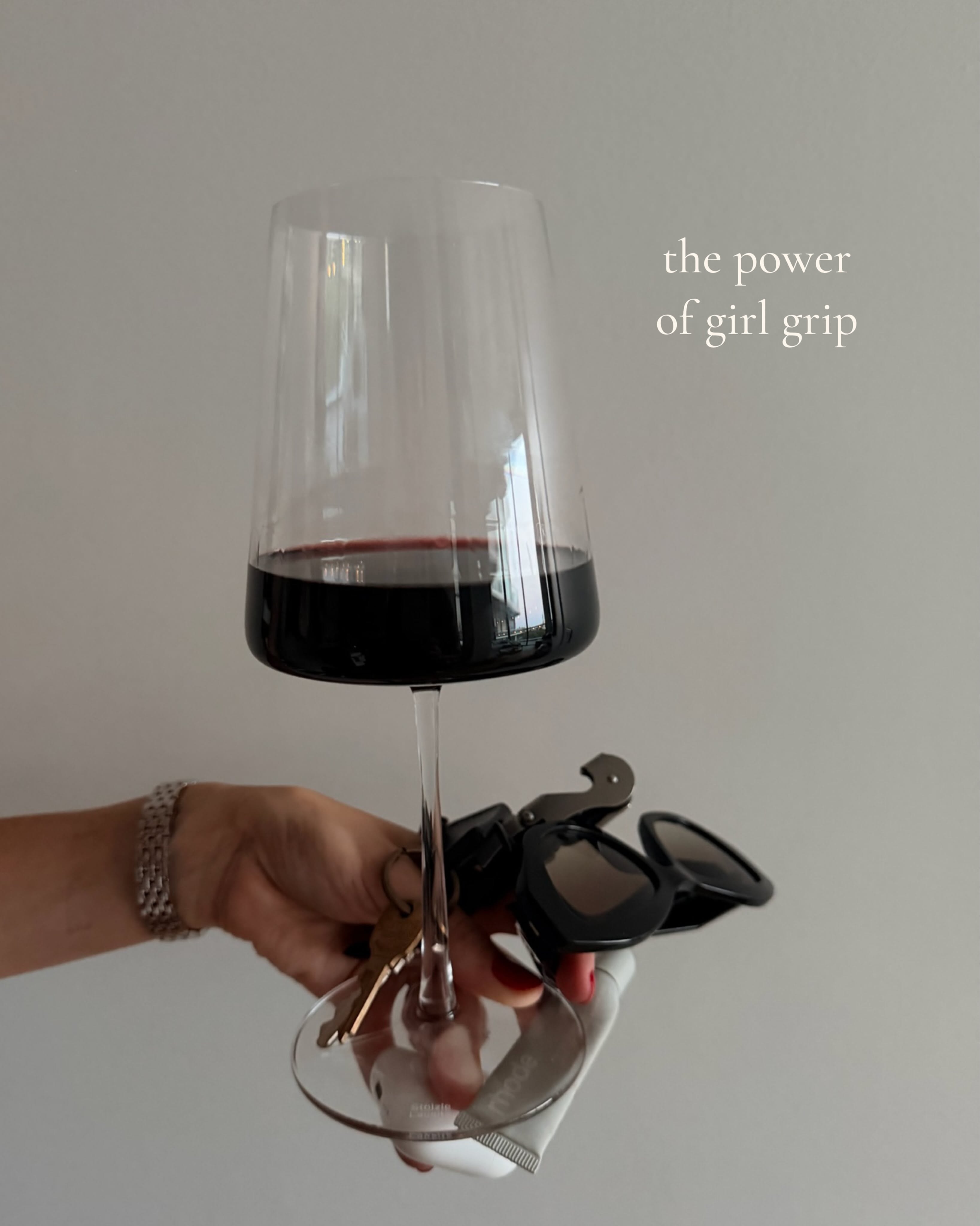 Instagram post: Witty girl-grip glassware concept, slide 1
