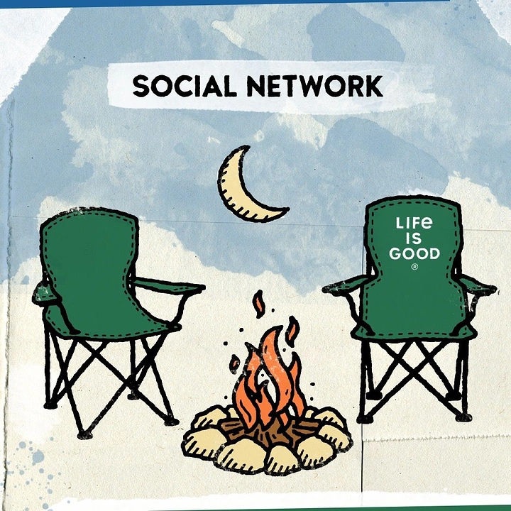 Summer Camps & Kids Activities creative ad: Campfire becomes social network metaphor