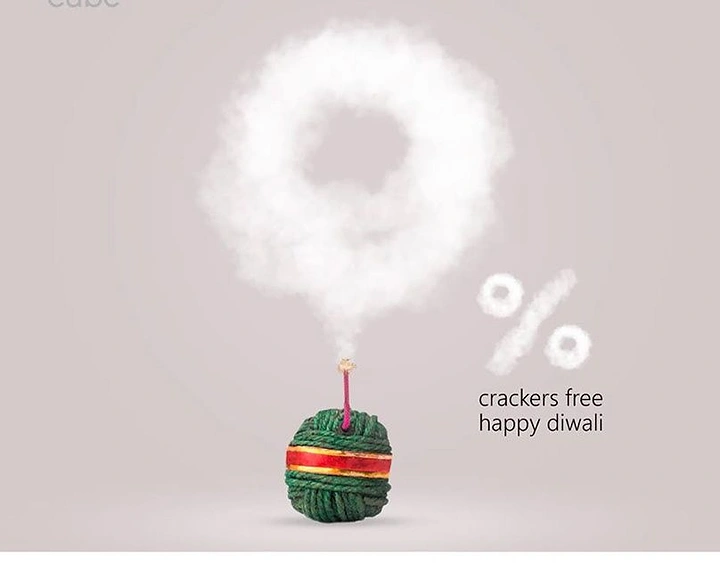 Diwali creative ad: Cracker smoke forms a discount % sign