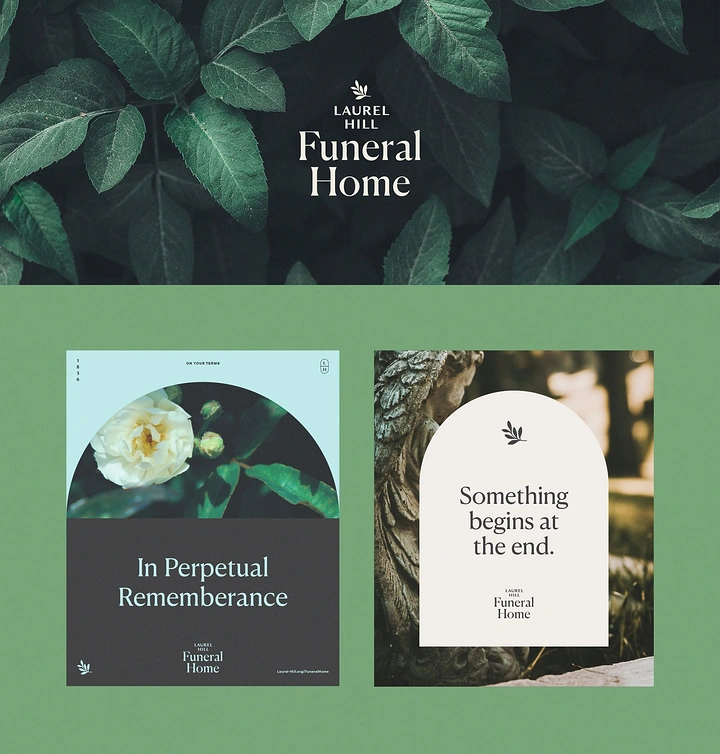 Funeral Services creative ad: Elegant brand posts, 'Something begins at the end'
