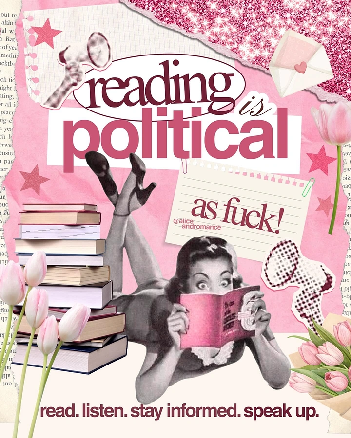 Bookstores creative ad: Retro collage 'reading is political' zine