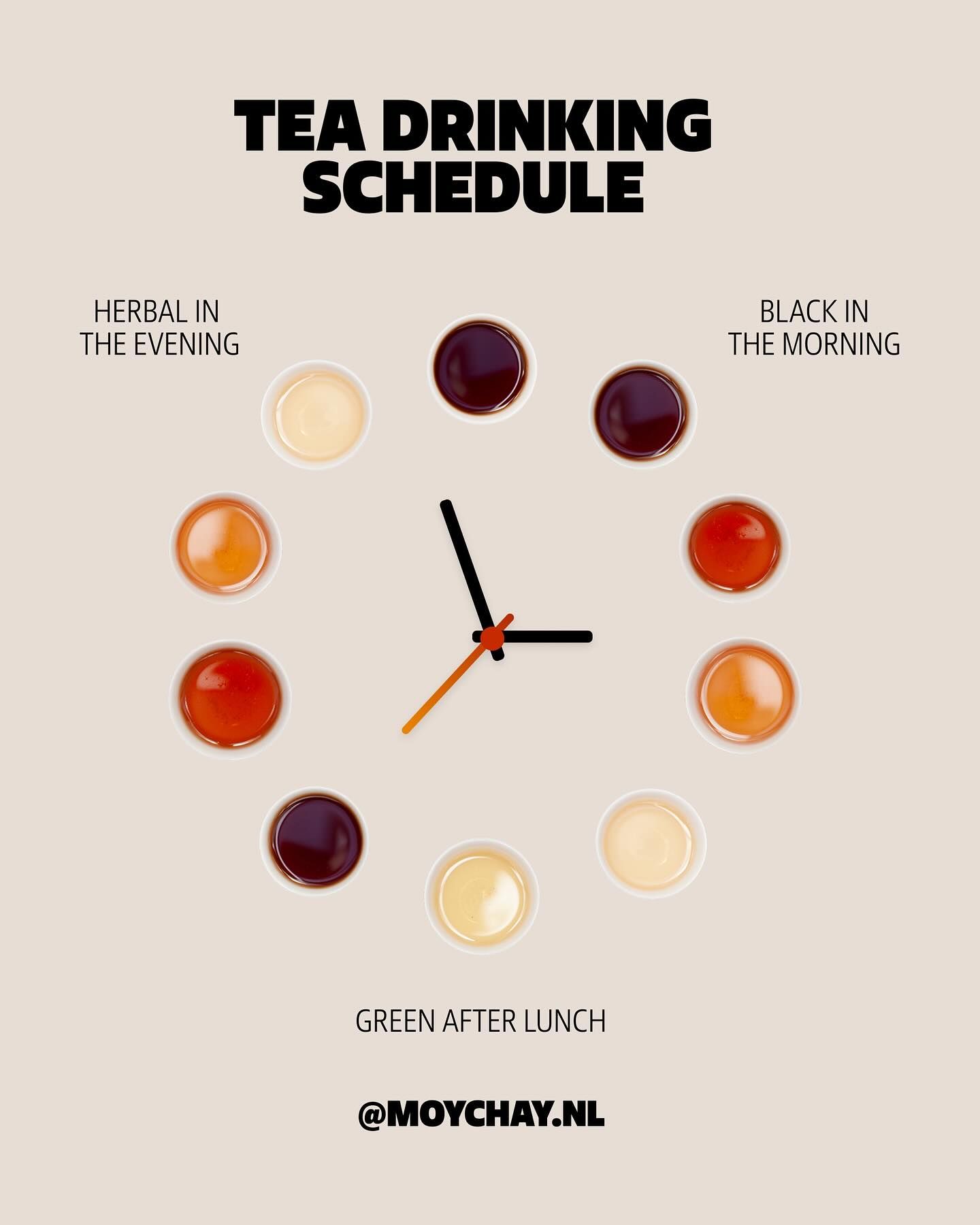 Instagram post: Tea cups form clock schedule