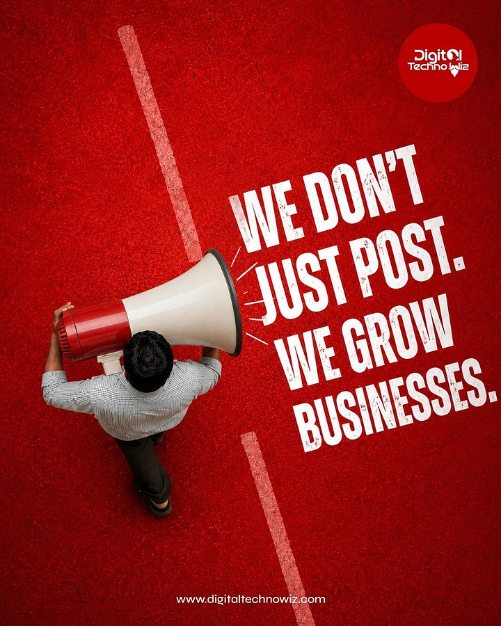 Agency creative ad: Top-down megaphone man, bold growth claim