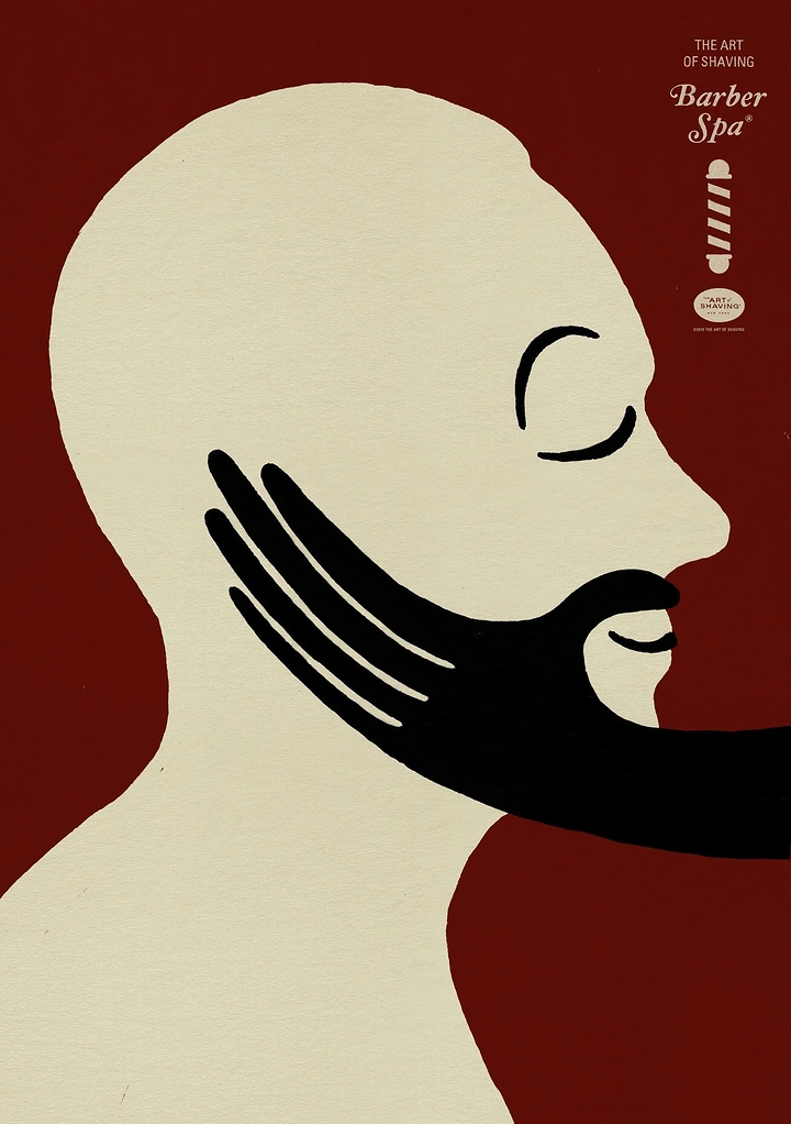 Spa & Massage creative ad: Hand forms beard: shaving visual metaphor
