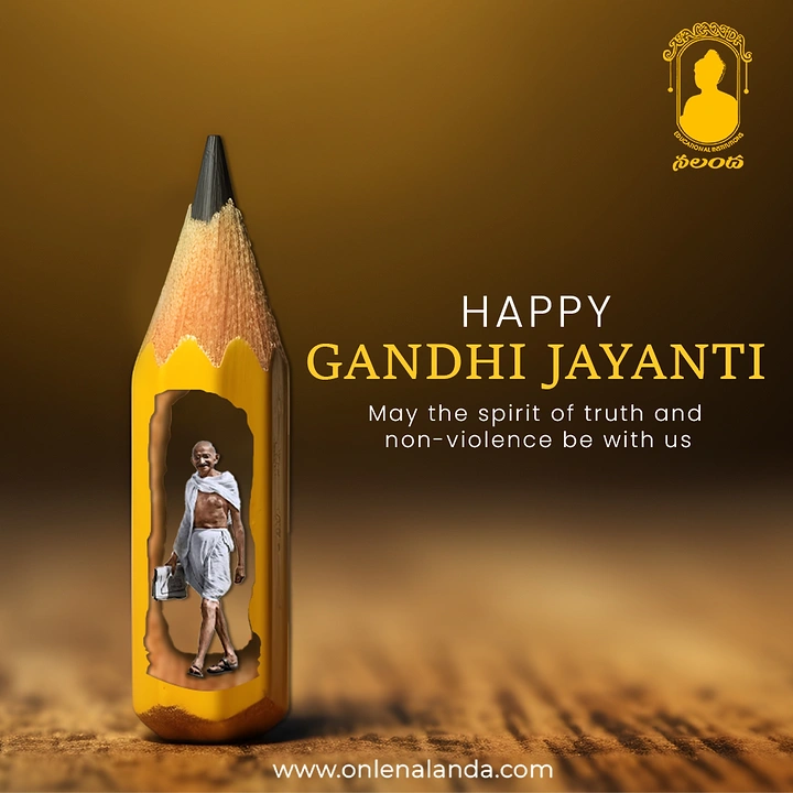 Gandhi Jayanti creative ad: Yellow pencil with Gandhi figure carved inside