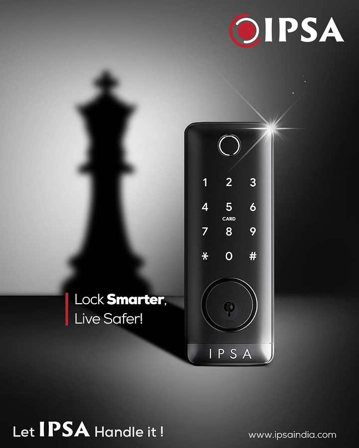 Locksmiths creative ad: Chess king shadow, lock as strategic move