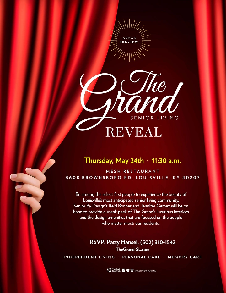 Senior Care creative ad: Theatre curtain reveal for senior living launch