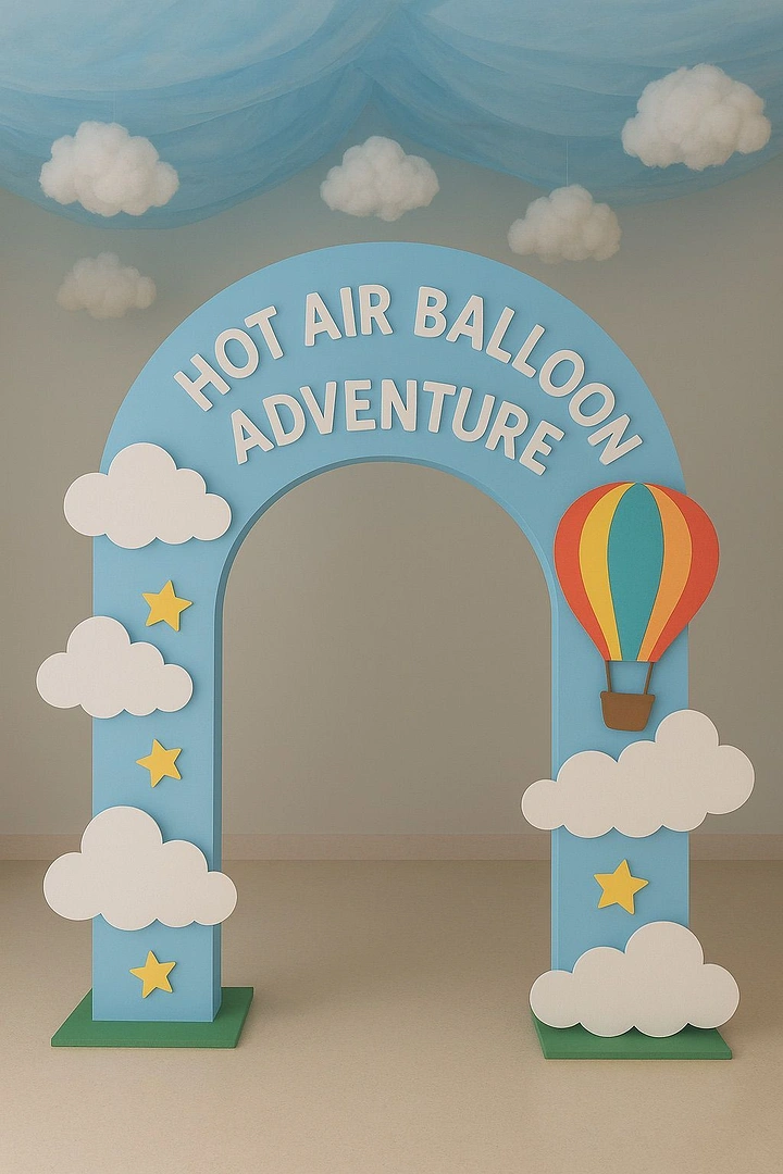 Balloon & Party Decorators creative ad: Hot-air-balloon adventure backdrop