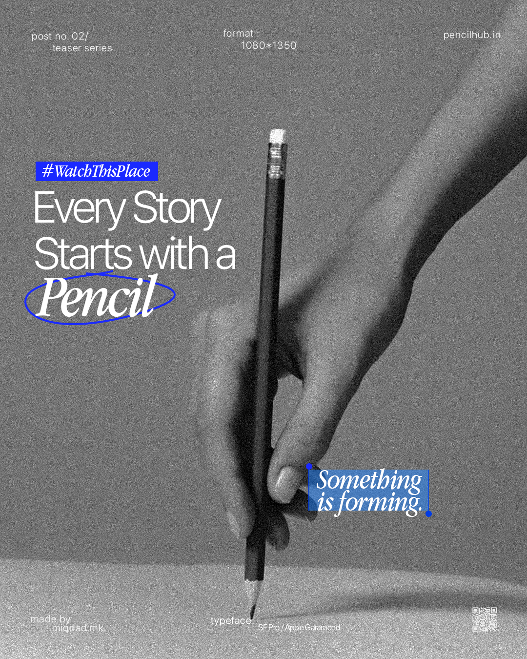 Instagram post: Storytelling copy paired with writing gesture