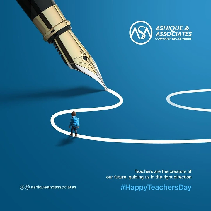 Teachers Day creative ad: Fountain pen drawing a white path that a small child walks along