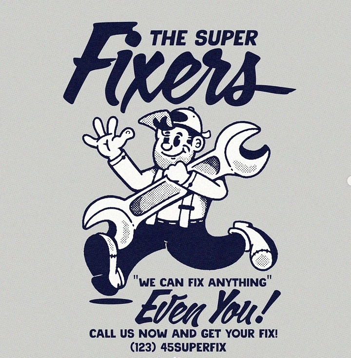 Plumbers creative ad: Retro mascot poster, witty 'fix even you' copy