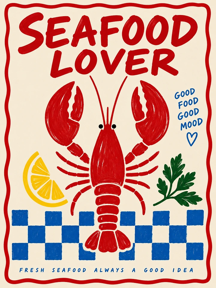 Seafood Restaurants creative ad: Lobster lover pun with bold illustration