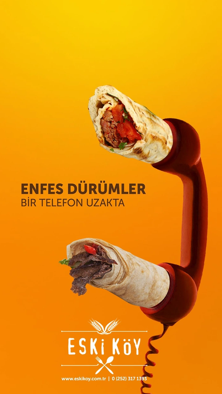 Arabic & Middle Eastern Restaurants creative ad: Wrap becomes telephone ordering metaphor