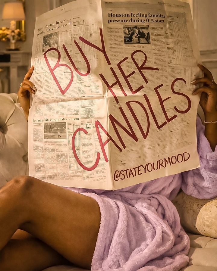 Candles & Home Fragrance creative ad: Newspaper 'Buy Her Candles' headline