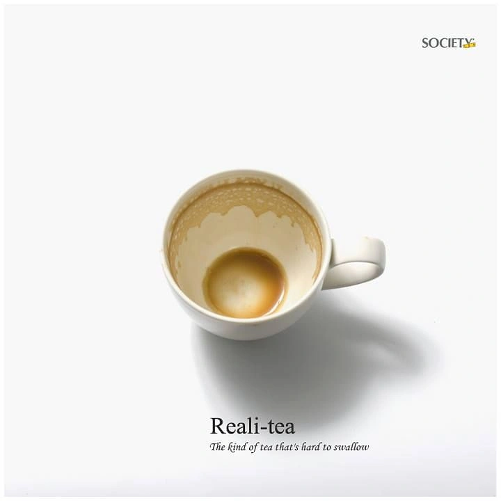 Tea & Chai Brands creative ad: 'Reali-tea' empty cup pun, minimal