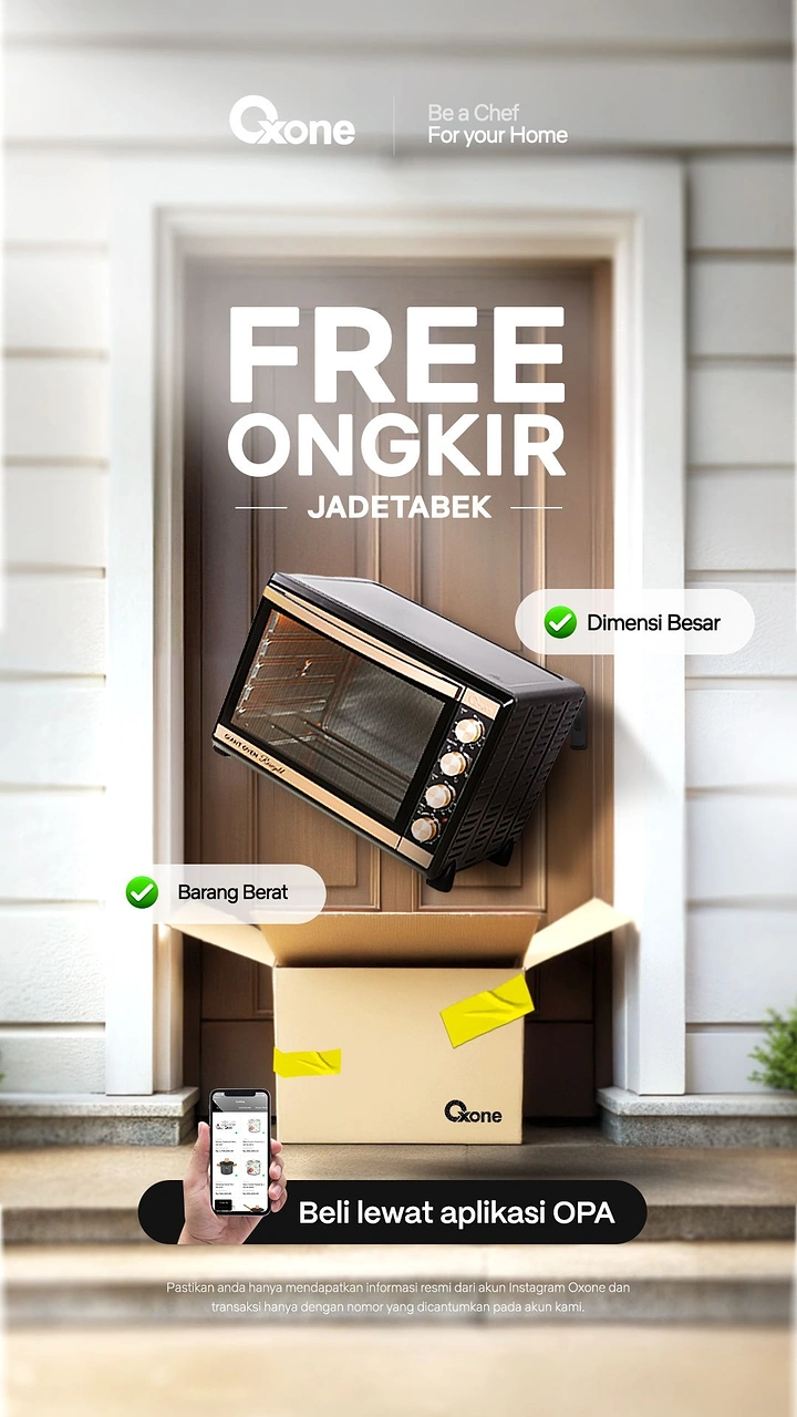 Home Appliances creative ad: Oven emerging from delivery box at door