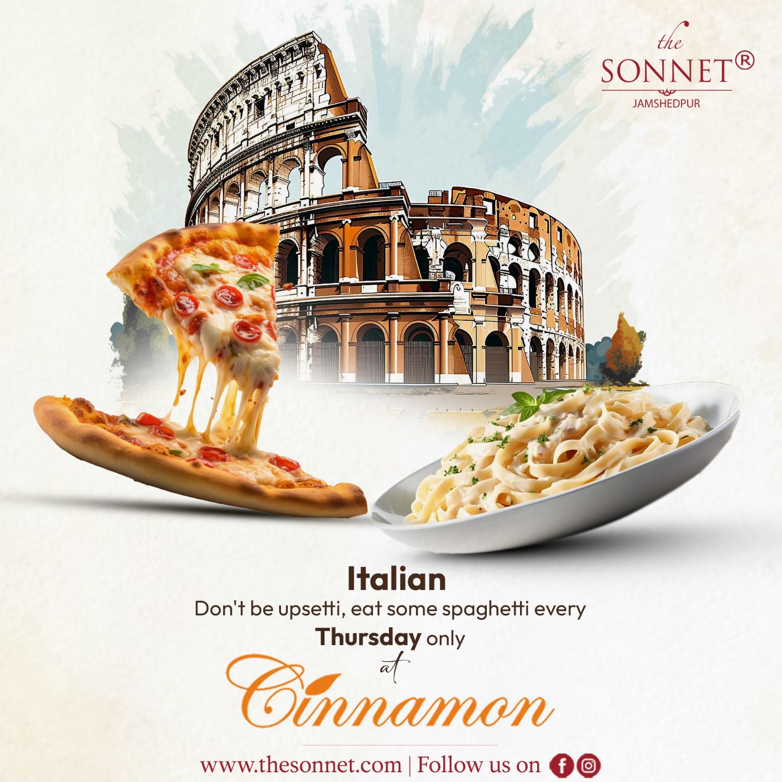 Instagram post: Roman landmarks fused with Italian food, slide 1