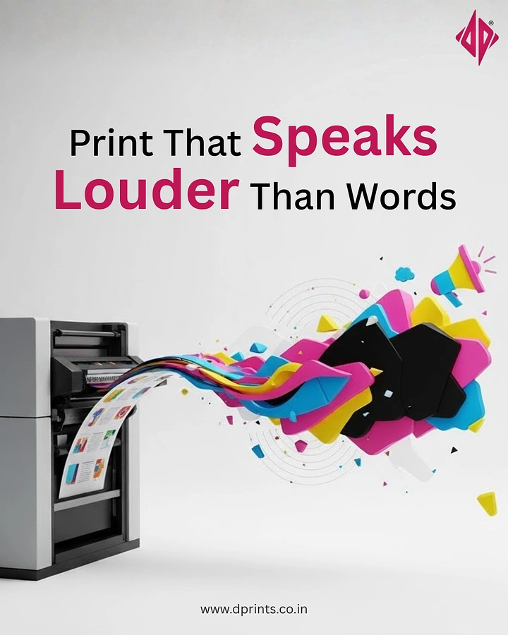 Printing Shops creative ad: Printer output bursts into megaphone, speaks louder
