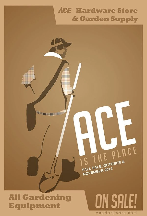 Landscaping & Gardening creative ad: Stylized gardener using a spade