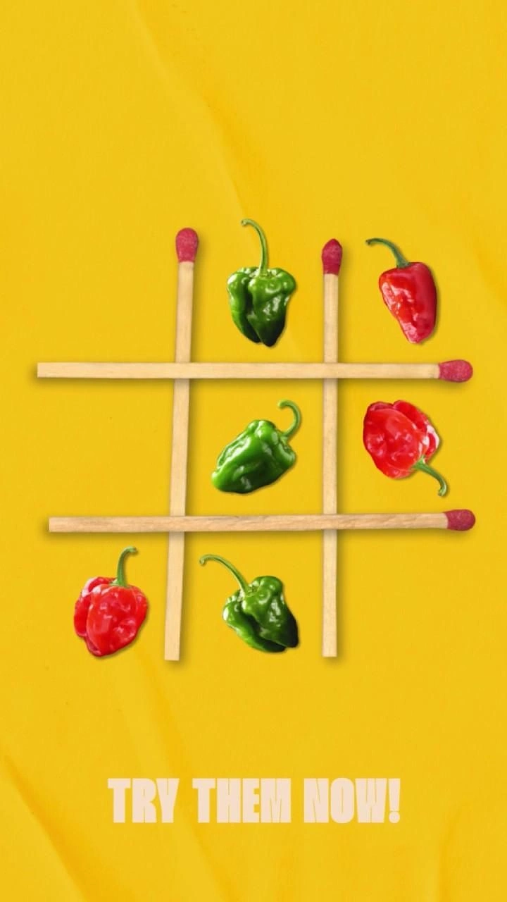 Spices & Masala Brands creative ad: Matchstick tic-tac-toe with chillies