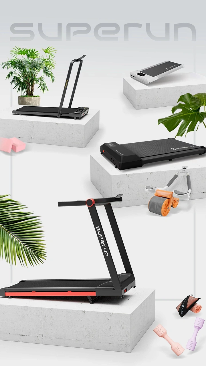 Fitness Equipment Stores creative ad: Gallery pedestal product presentation feels premium
