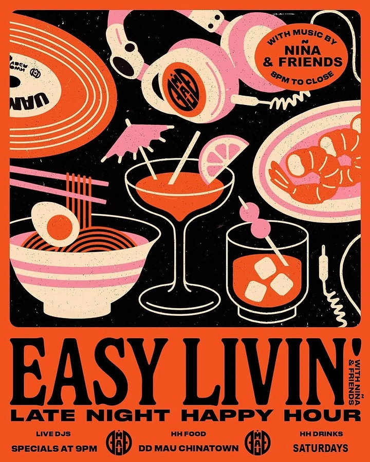 Bars & Pubs creative ad: Playful illustrated cocktails create nightlife world