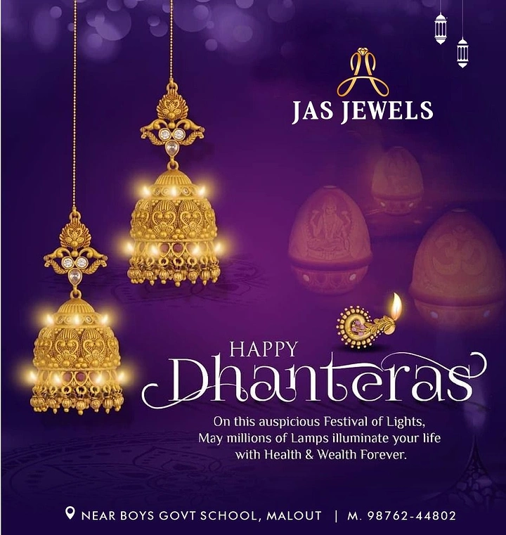 Dhanteras creative ad: Pair of hanging gold jhumka earrings