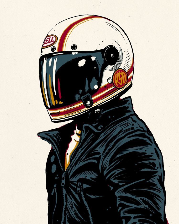 Instagram post: Vintage illustrated rider portrait concept