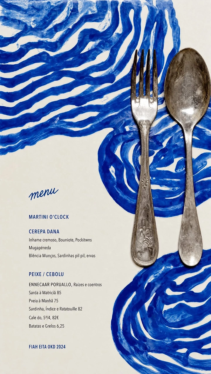 Seafood Restaurants creative ad: Octopus and utensils create unexpected menu composition