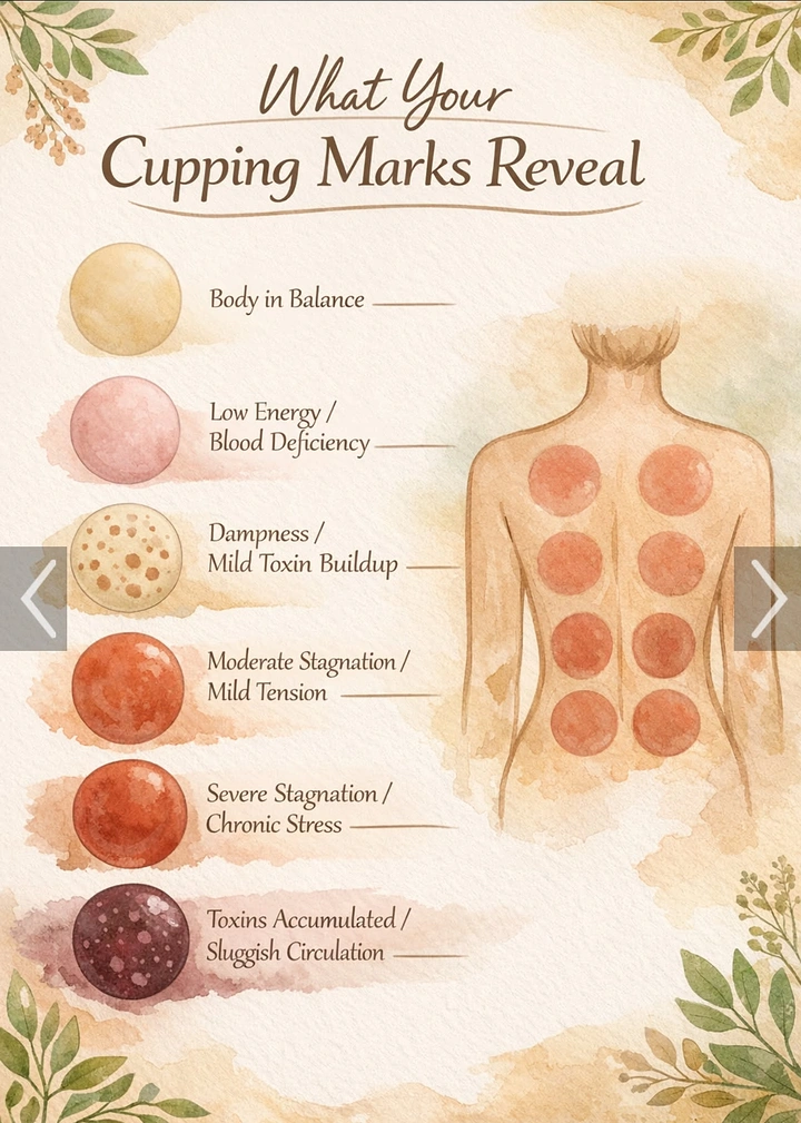 Acupuncture & Cupping Clinics creative ad: Cupping marks color chart as swatches