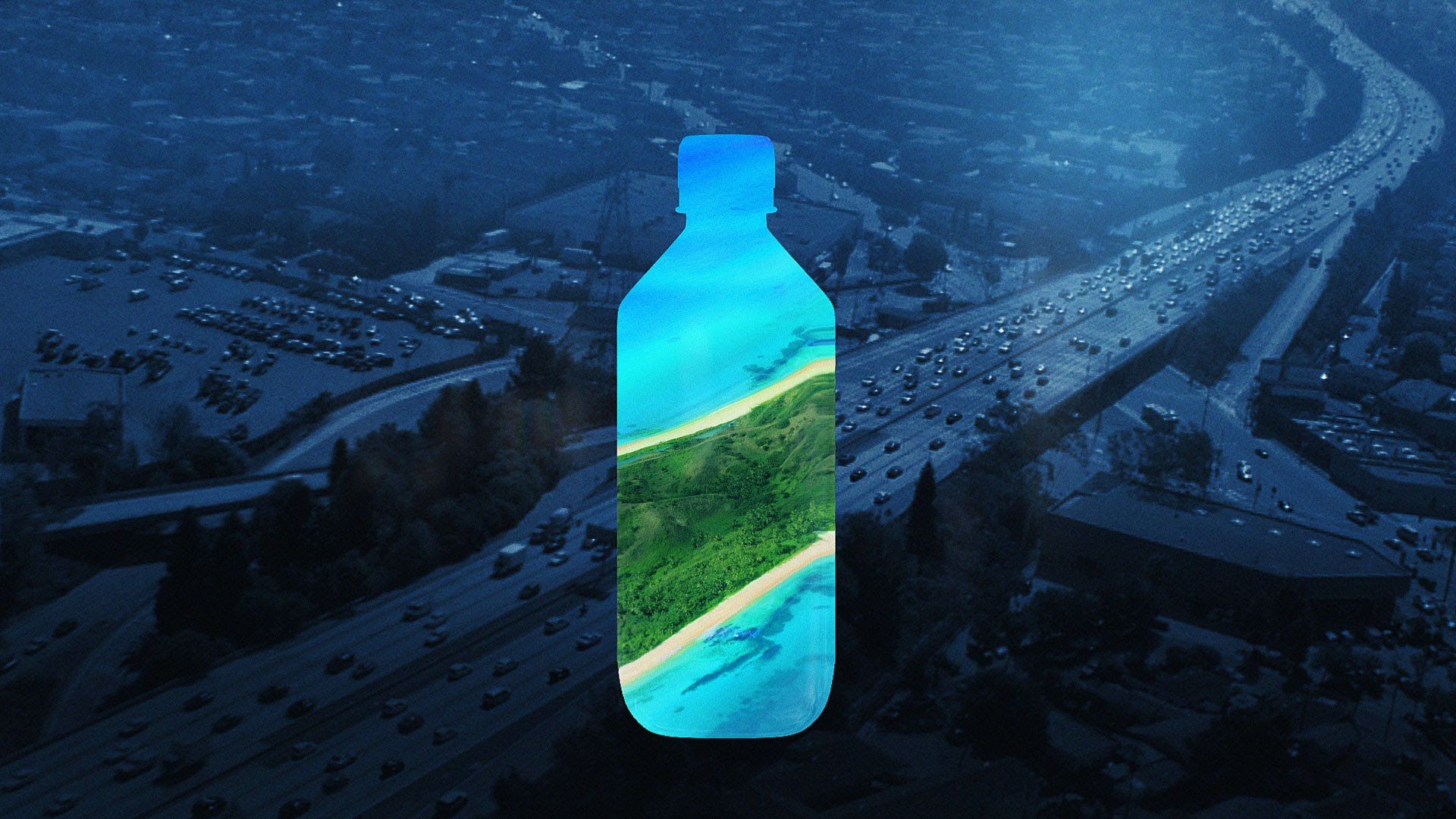 Banner: Landscape contained inside bottle silhouette